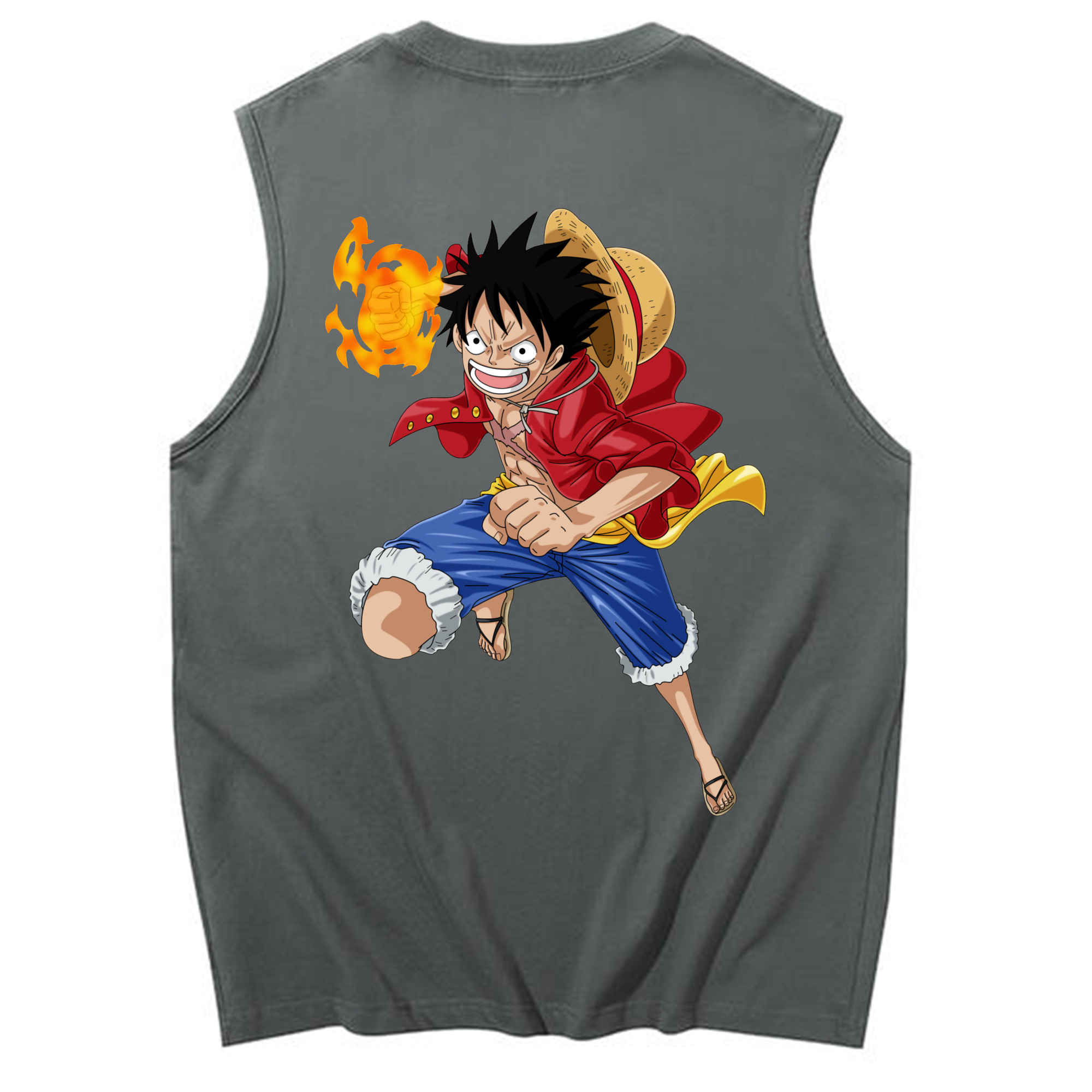 ワンピース モンキー・D・ルフィ ONE PIECE Monkey D. Luffy コットン100％タンクトップ（背面プリント）